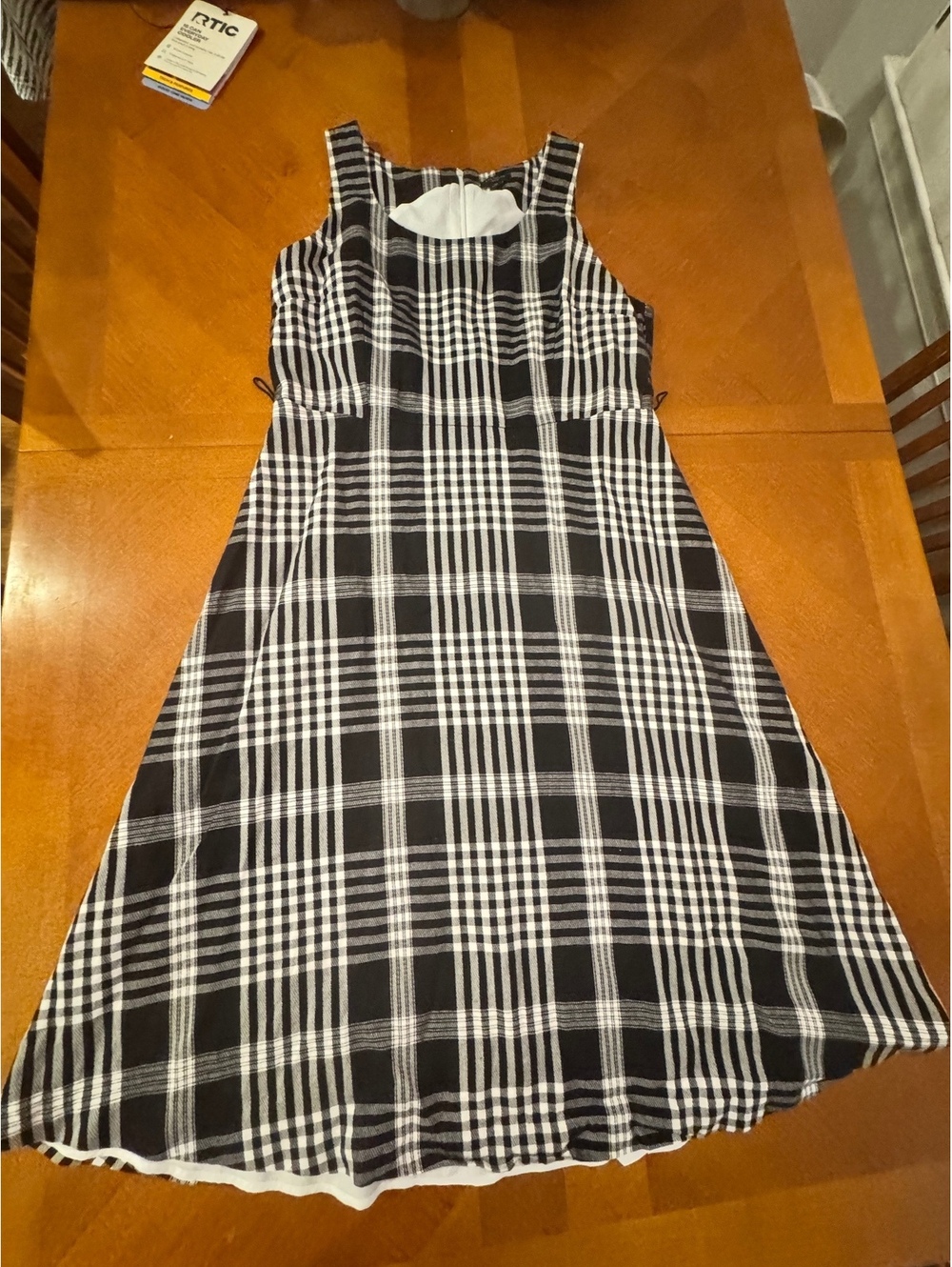 Ann Taylor Petite Black and White Plaid Midi Dress Size 14P 2710